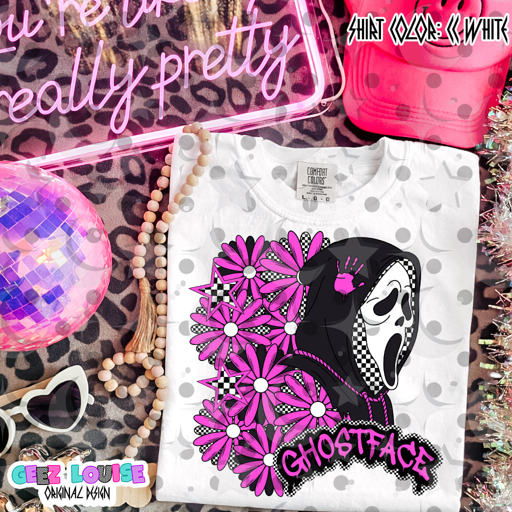 Ghostface Floral PNG | Retro Horror Flower Grunge Design