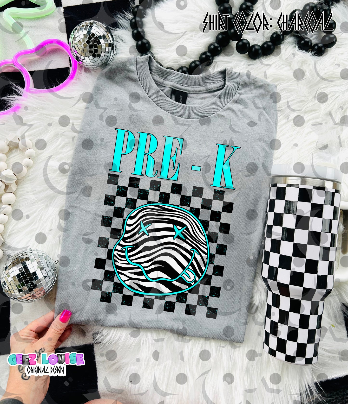Grunge Revival School & Staff PNG Bundle | Grades Pre-K–Senior + Teacher, Nurse, Bus Driver & More | Retro Checkered Smiley Design