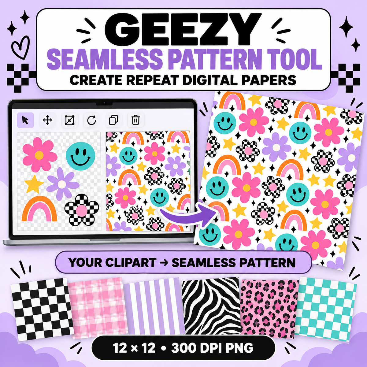 Geezy Seamless Pattern Generator | Create Repeat Digital Papers in Seconds