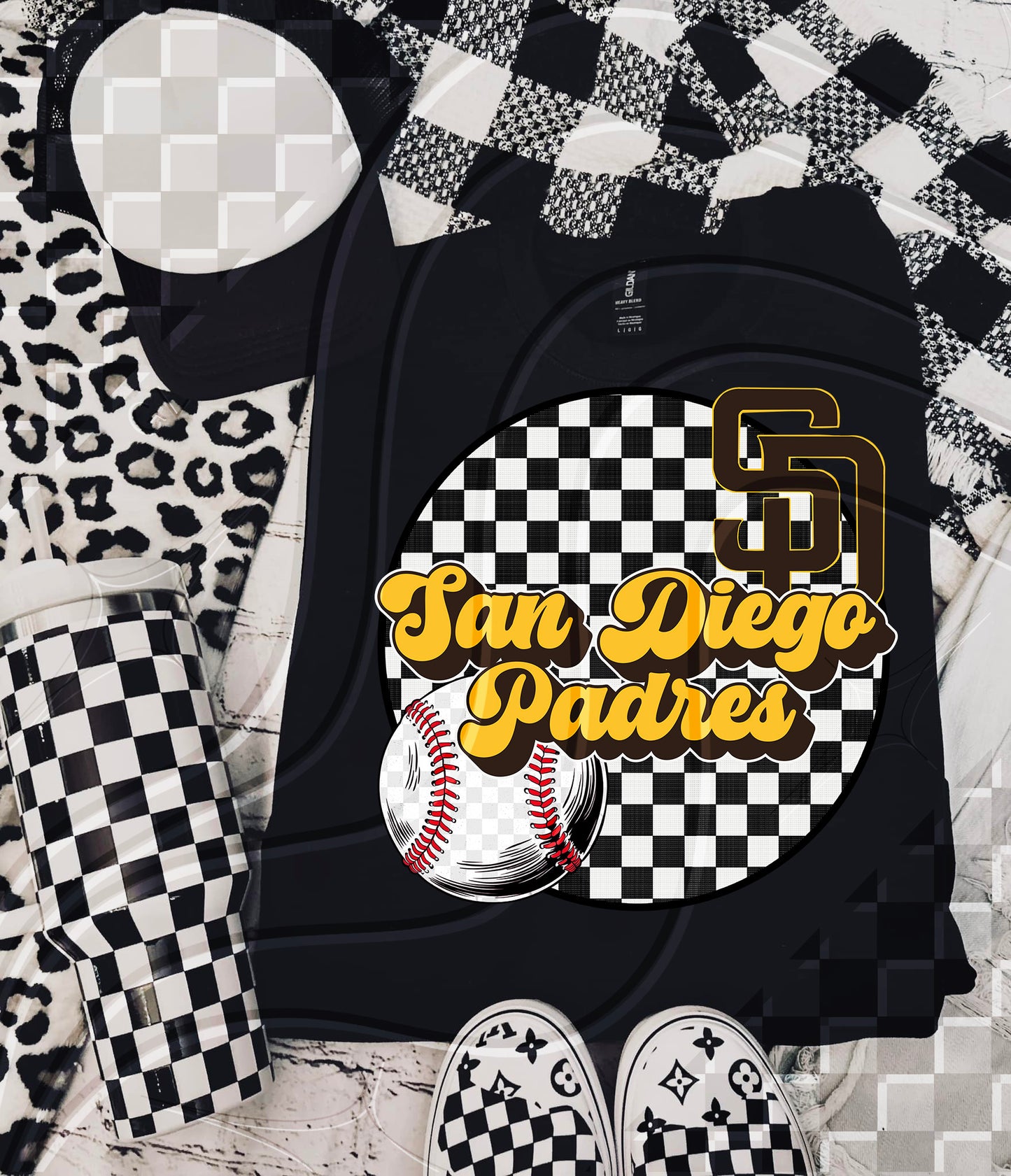 Checkered Spirit Baseball Circle | 30 Team Options - Digital Download- PNG