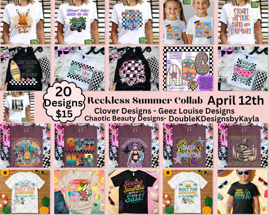 Reckless Summer Collab Bundle w/ Chaotic Beauty Designs, Clover Designs, & DoubleKDesigns - Digital Download- PNG