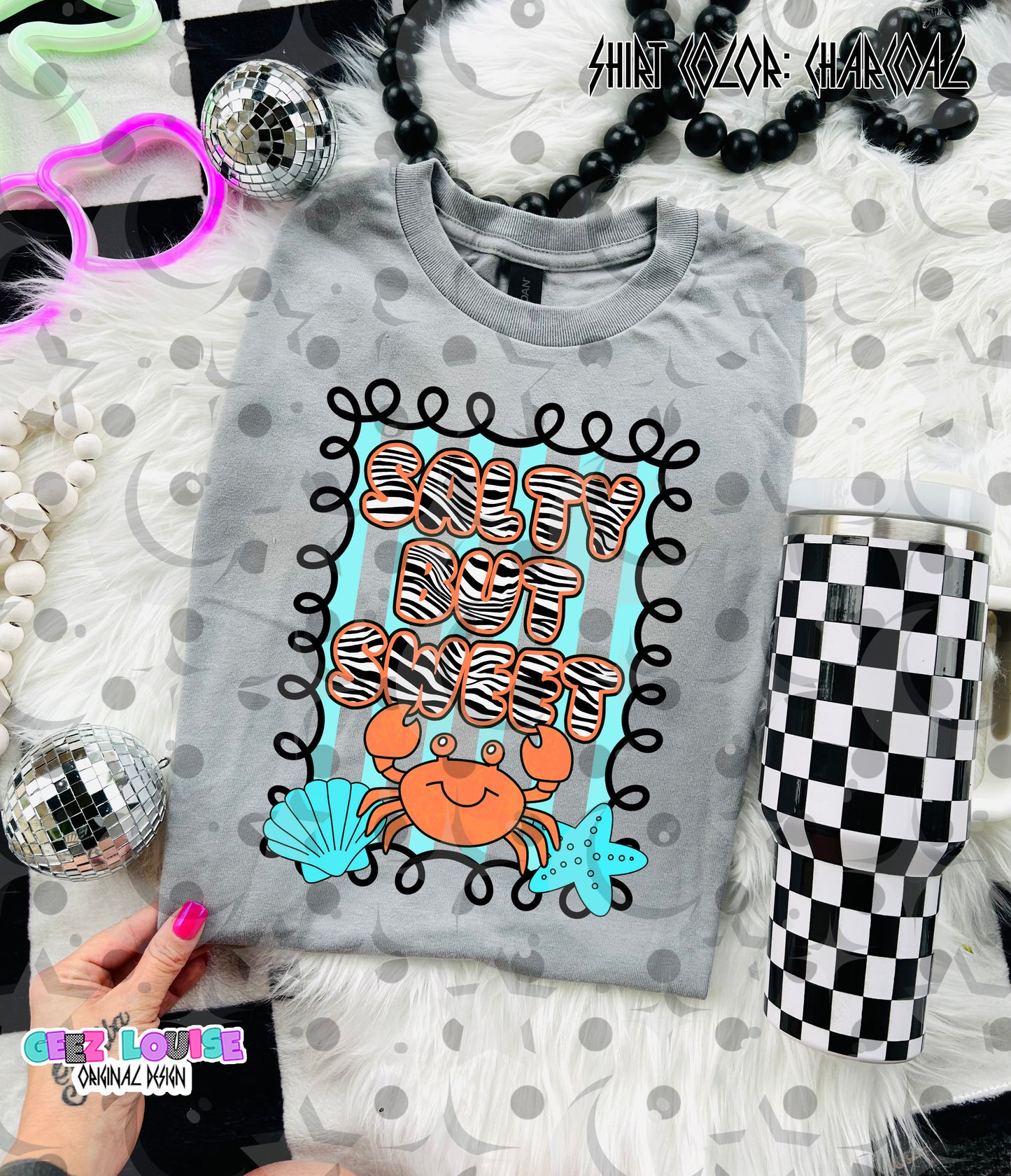Salty But Sweet PNG | Cute Beach Crab Design | Summer Sublimation PNG | Retro Coastal Graphic