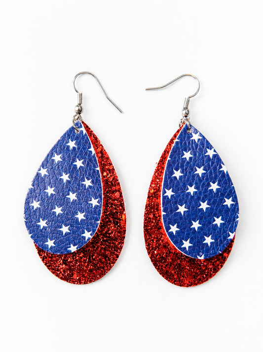 Patriotic Faux Leather Earrings