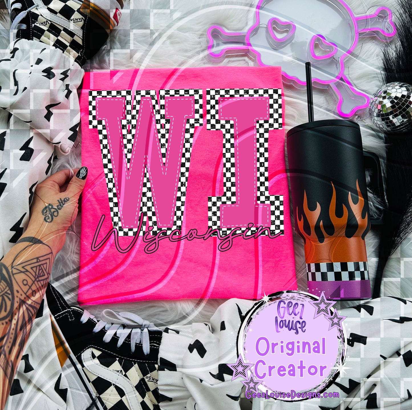 Pink Checkered States Digital Design | 50 States |  PNG