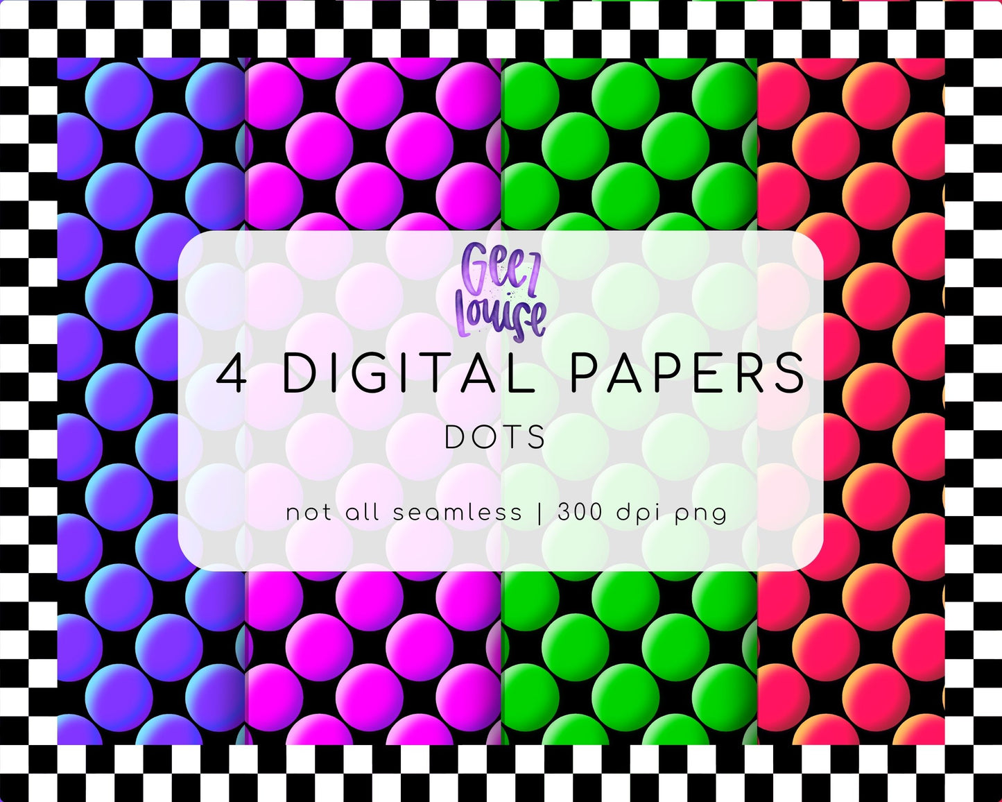 Neon Dots Digital Papers | Retro Pop Background Bundle