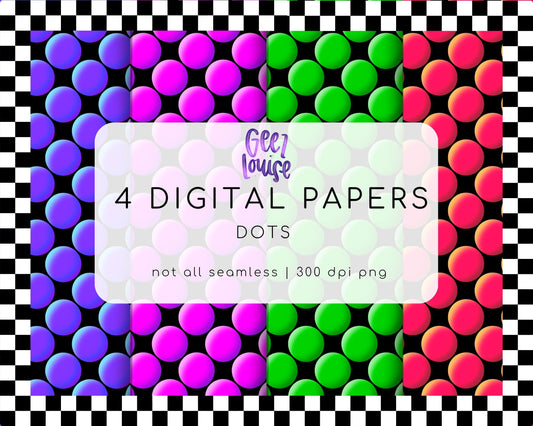 Neon Dots Digital Papers | Retro Pop Background Bundle