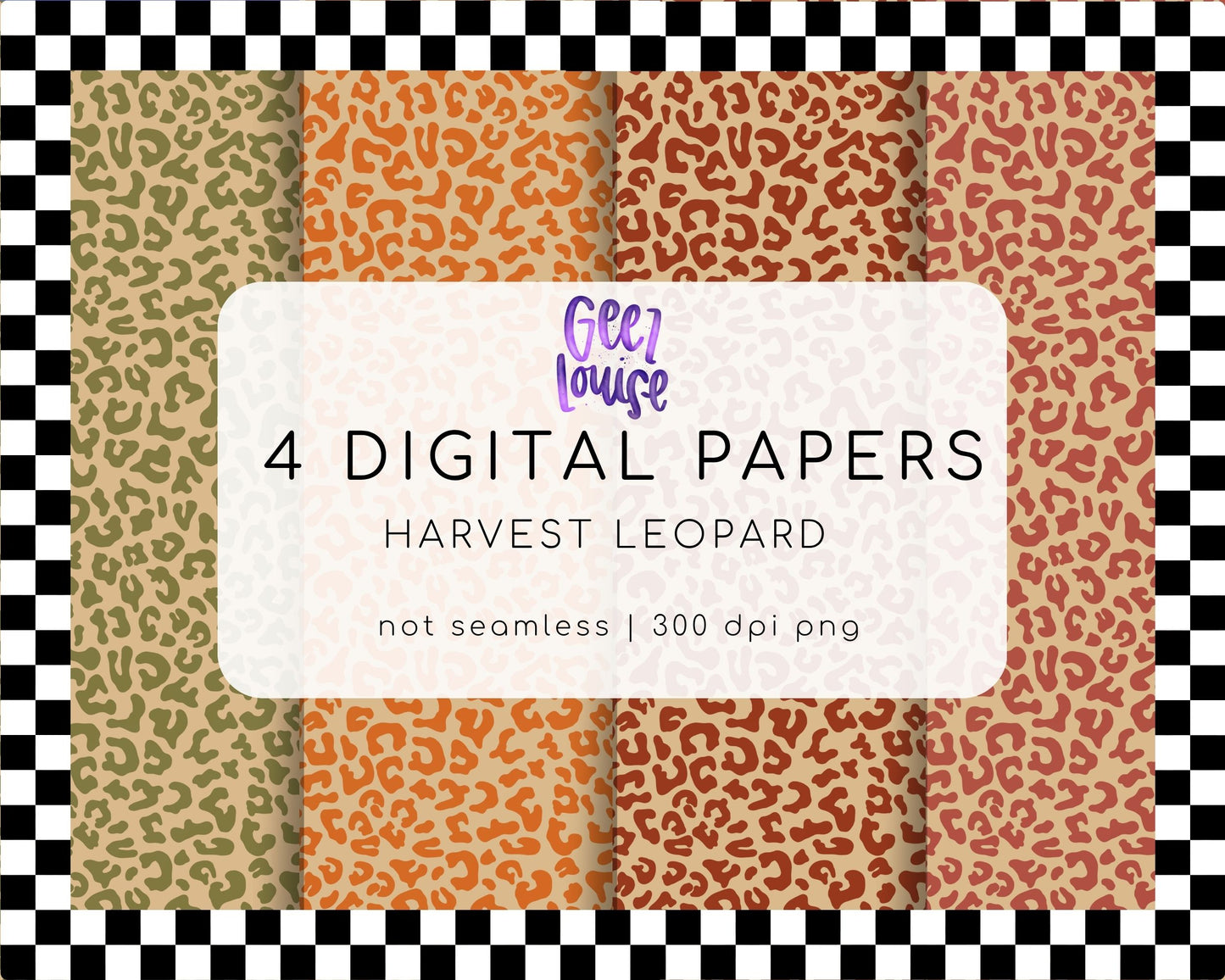 Harvest Leopard Digital Paper Pack | Fall Animal Print Backgrounds | Autumn PNG Papers | 4 Digital Papers