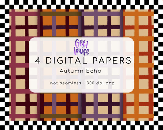 Autumn Echo Digital Paper Bundle | Fall Plaid Backgrounds | Rustic Autumn PNG Papers
