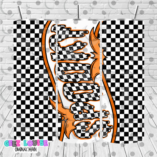 Spooky Checkerboard 20oz Tumbler Wrap PNG | Halloween Skinny Tumbler Sublimation Design | Vertical Spooky Digital Download