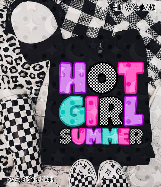 Hot Girl Summer PNG | Retro Neon Summer Design | Bold Bubble Letter Graphic | Trendy Vacation Sublimation PNG