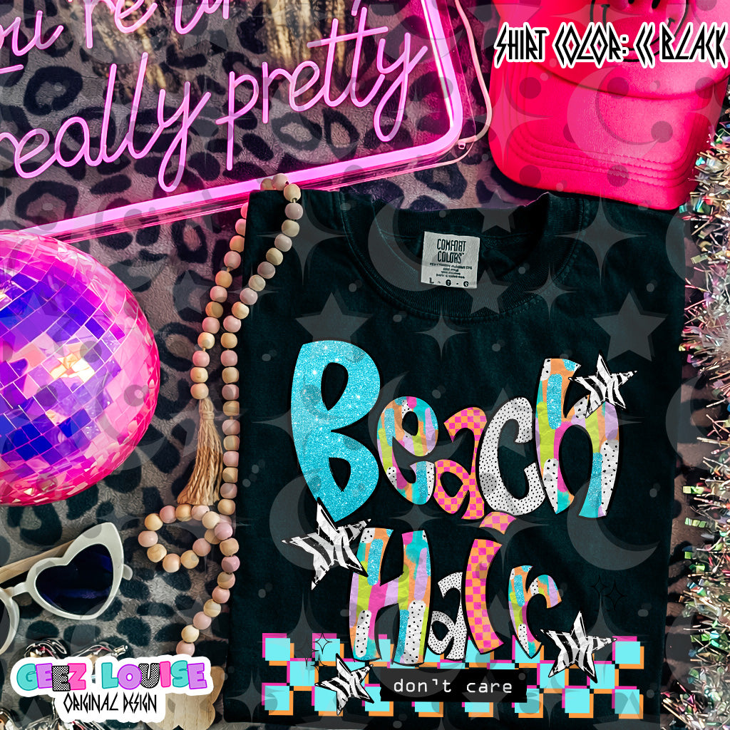 Beach Hair Don’t Care PNG | Retro Summer Sublimation Design | Colorful Beach Vibes Graphic | Vacation Shirt PNG