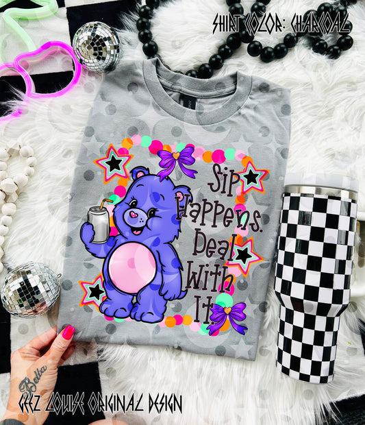 Sip Happens. Deal With It – Retro Bear PNG