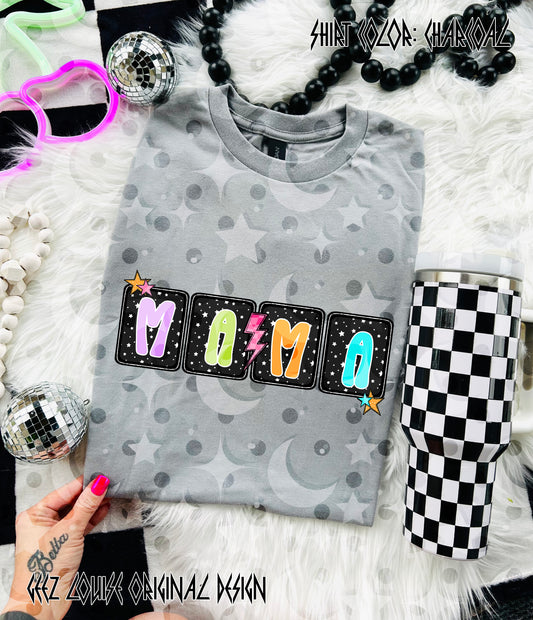 Mama / Mini – Retro Star Block PNG