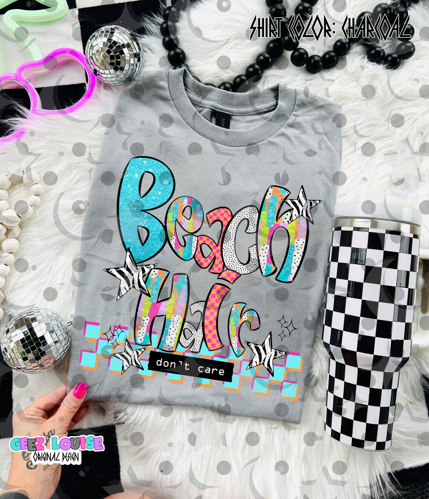 Beach Hair Don’t Care PNG | Retro Summer Sublimation Design | Colorful Beach Vibes Graphic | Vacation Shirt PNG