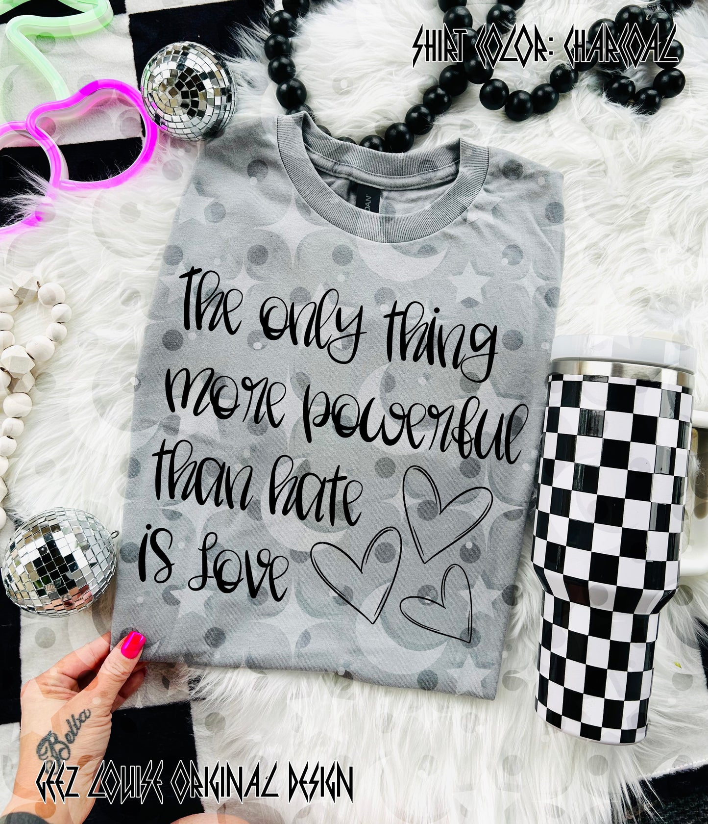 The Only Thing More Powerful Than Hate Is Love – Inspirational Quote Digital Design PNG