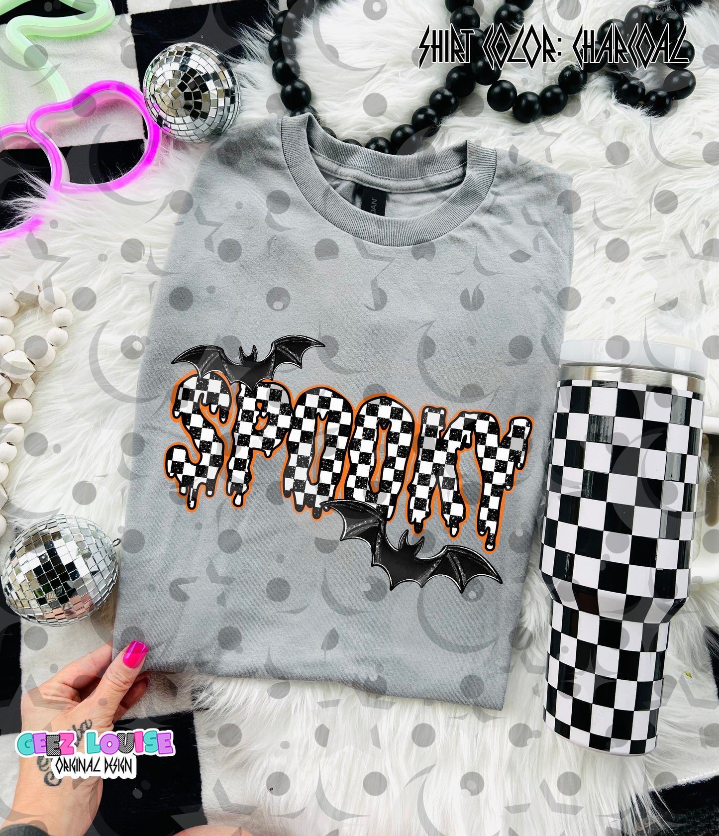 Spooky Checkerboard PNG | Halloween Sublimation Design | Dripping Spooky Text | Ghost Season Digital Download