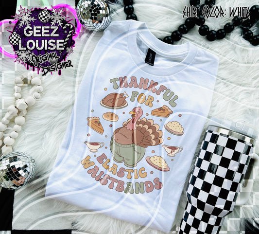 Thankful for Elastic Waistbands | Funny Thanksgiving Turkey Digital Design