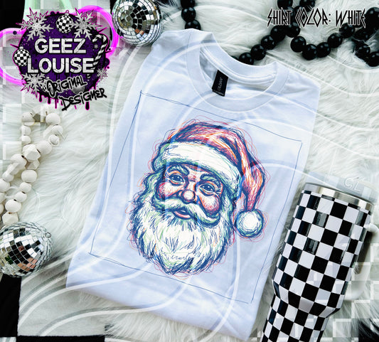 Scribble Santa Digital Design – Multicolor Sketch Style