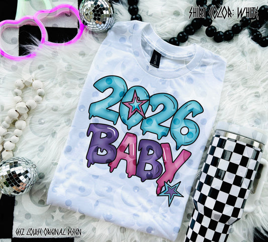 2026 Baby Digital Design | Drippy Lettering PNG | New Year Graphic
