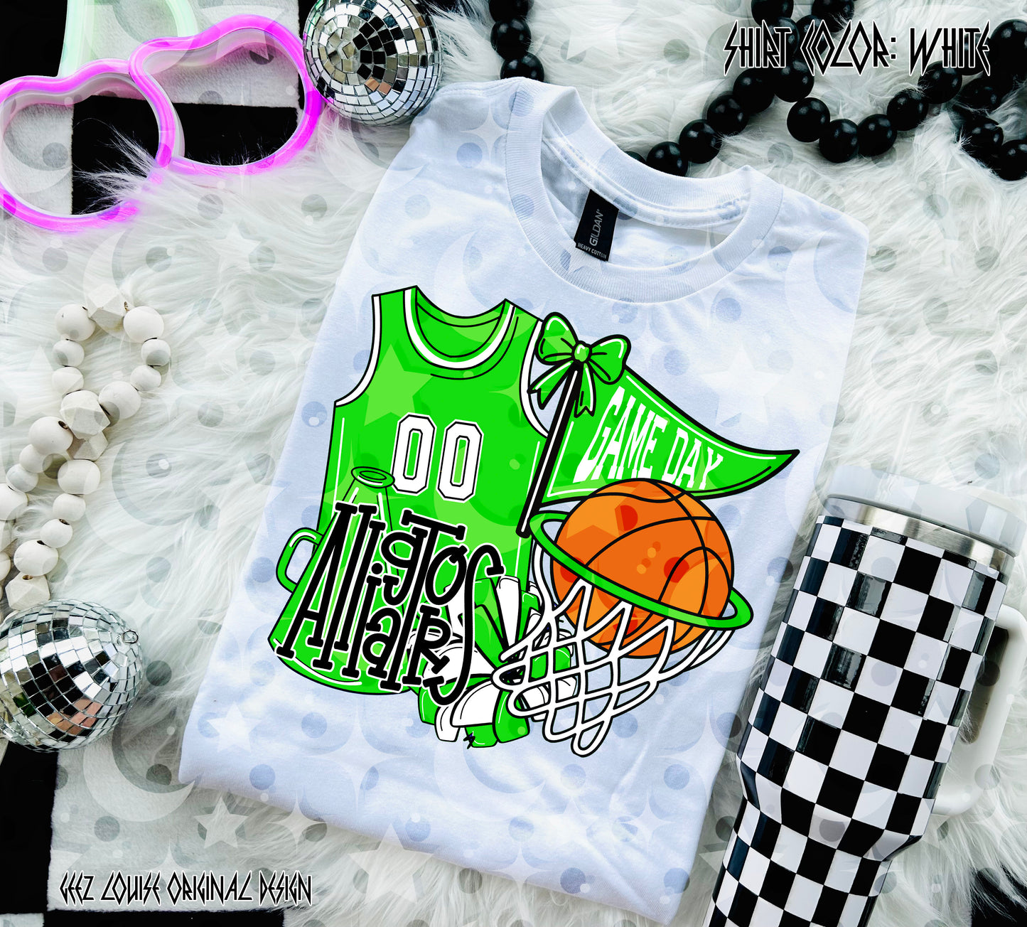 Basketball Game Day Digital Design | Custom Team Spirit PNGs (100+ Teams) - Light Green