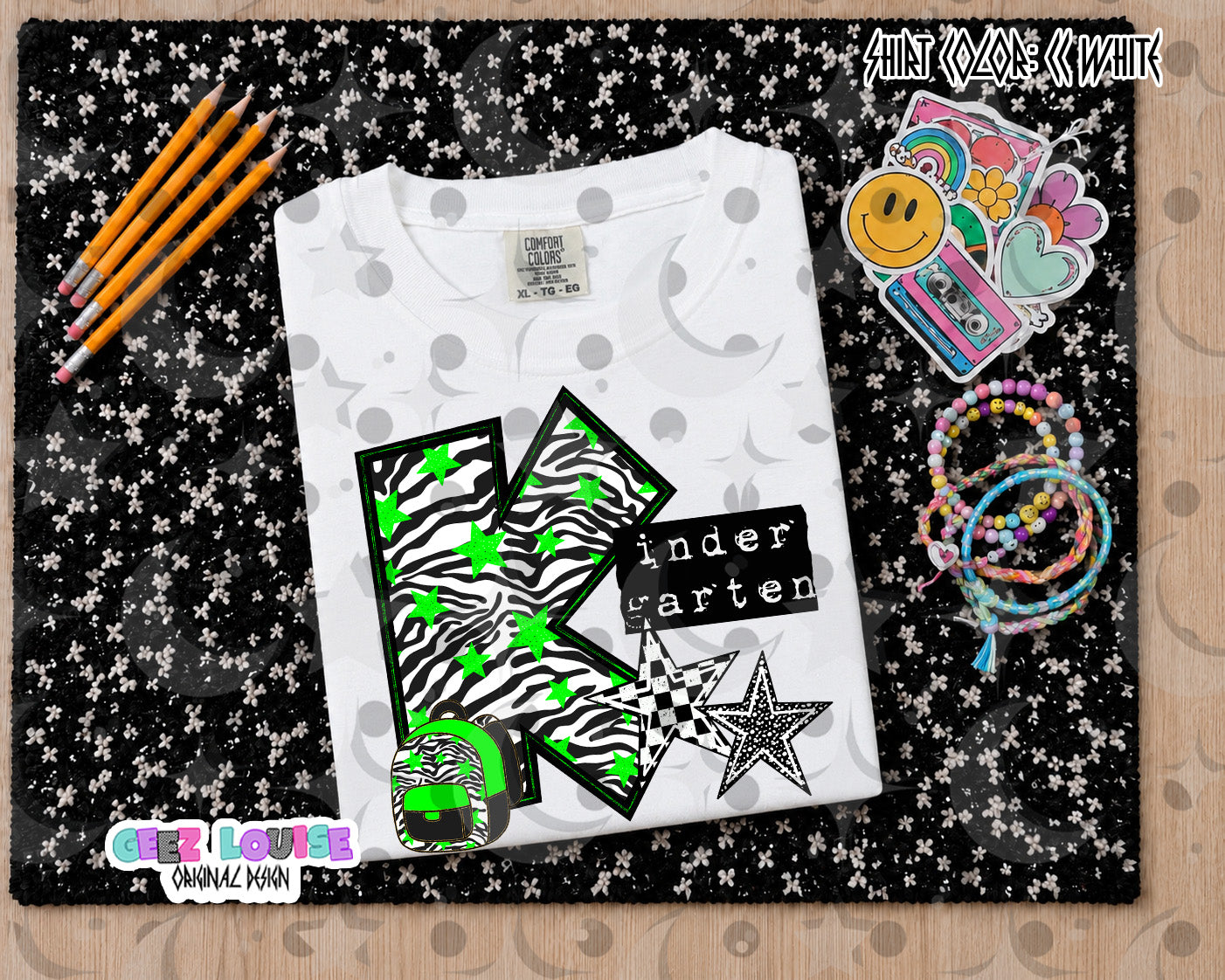 Retro Zebra Green School Grade PNG Bundle | Pre-K through 5th Grade Digital Design