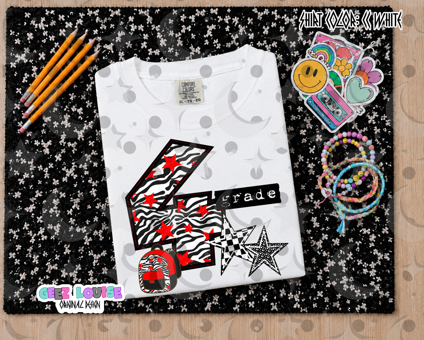 Retro Zebra red School Grade PNG Bundle | Pre-K through 5th Grade Digital Design