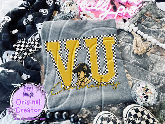VU Commodores Checkered Mascot Digital Design | Game Day Spirit