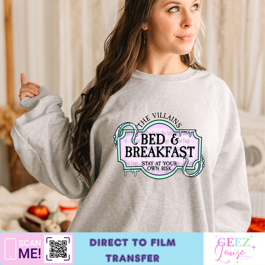 Villain bed and breakfast - Direct to Film Transfer - made to order