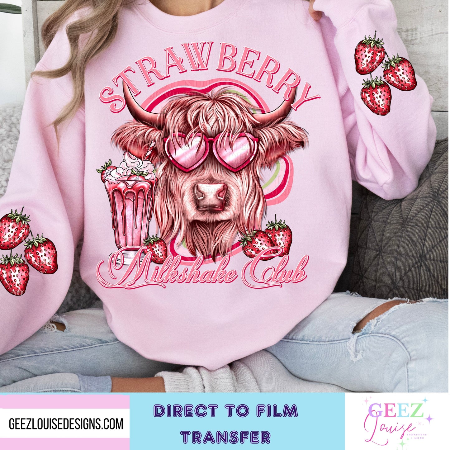 Strawberry Milkshake club- Direct to Film Transfer - made to order
