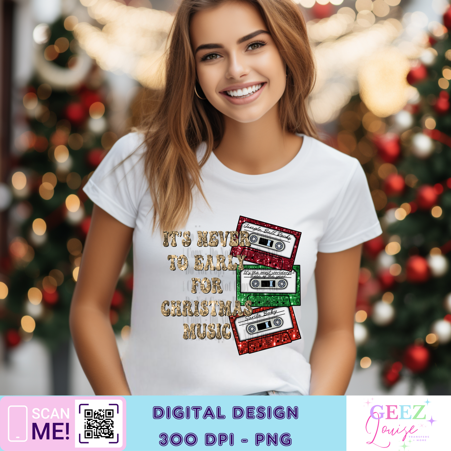 never too early for music Christmas - Digital Download- PNG