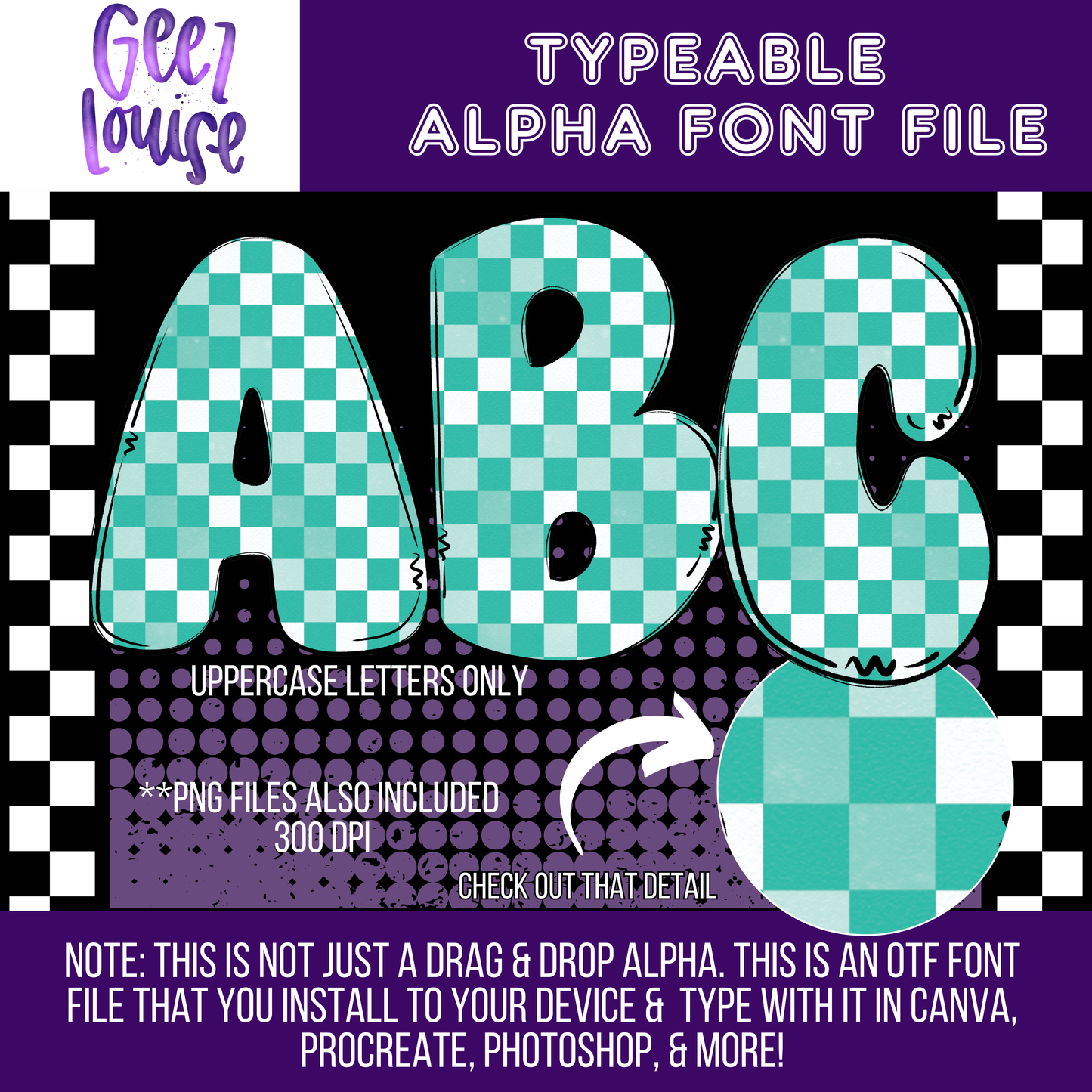 Aqua checker bubble - Typeable Font - Alpha Set- Digital Download- PNG
