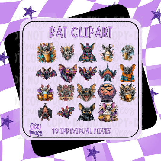 Bat Clipart Bundle – 19 Unique Halloween Bats for Digital Designs