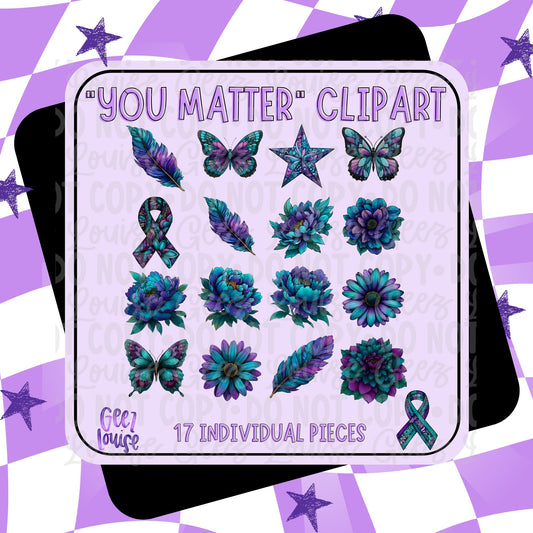 "You Matter" Clipart Bundle – 17 Mental Health Awareness PNGs