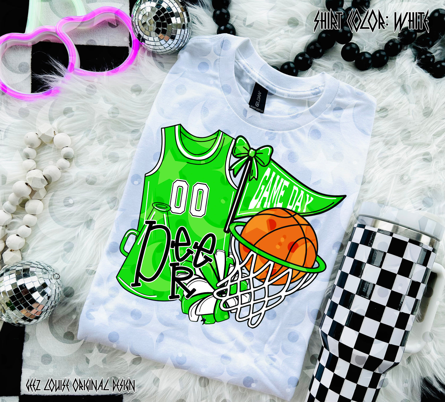 Basketball Game Day Digital Design | Custom Team Spirit PNGs (100+ Teams) - Light Green