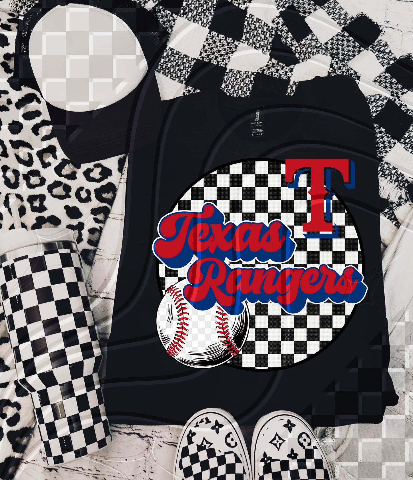 Checkered Spirit Baseball Circle | 30 Team Options - Digital Download- PNG