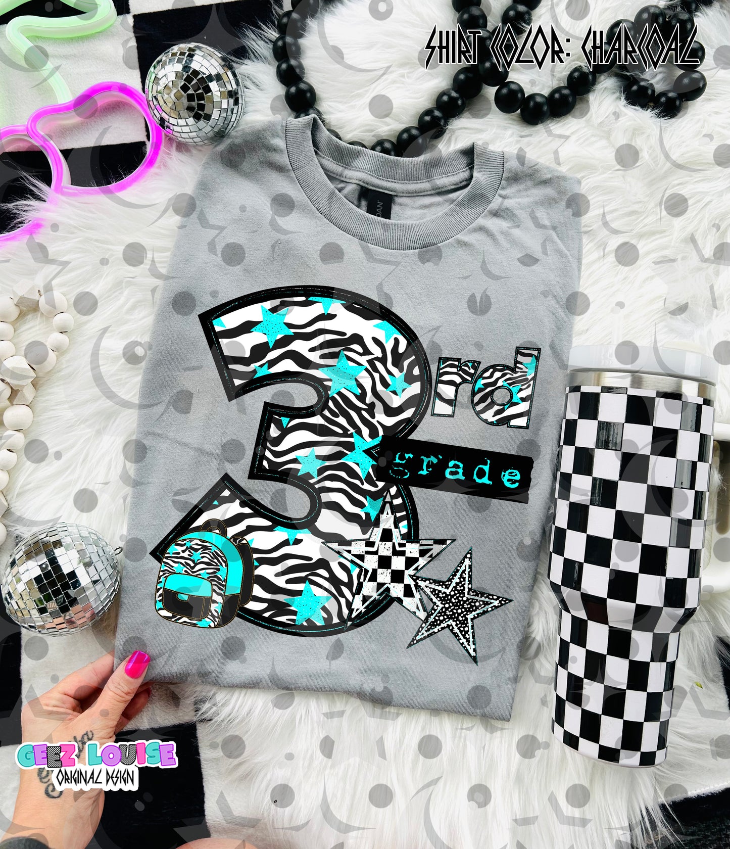Retro Zebra Teal School Grade PNG Bundle | Pre-K through 5th Grade Digital Design