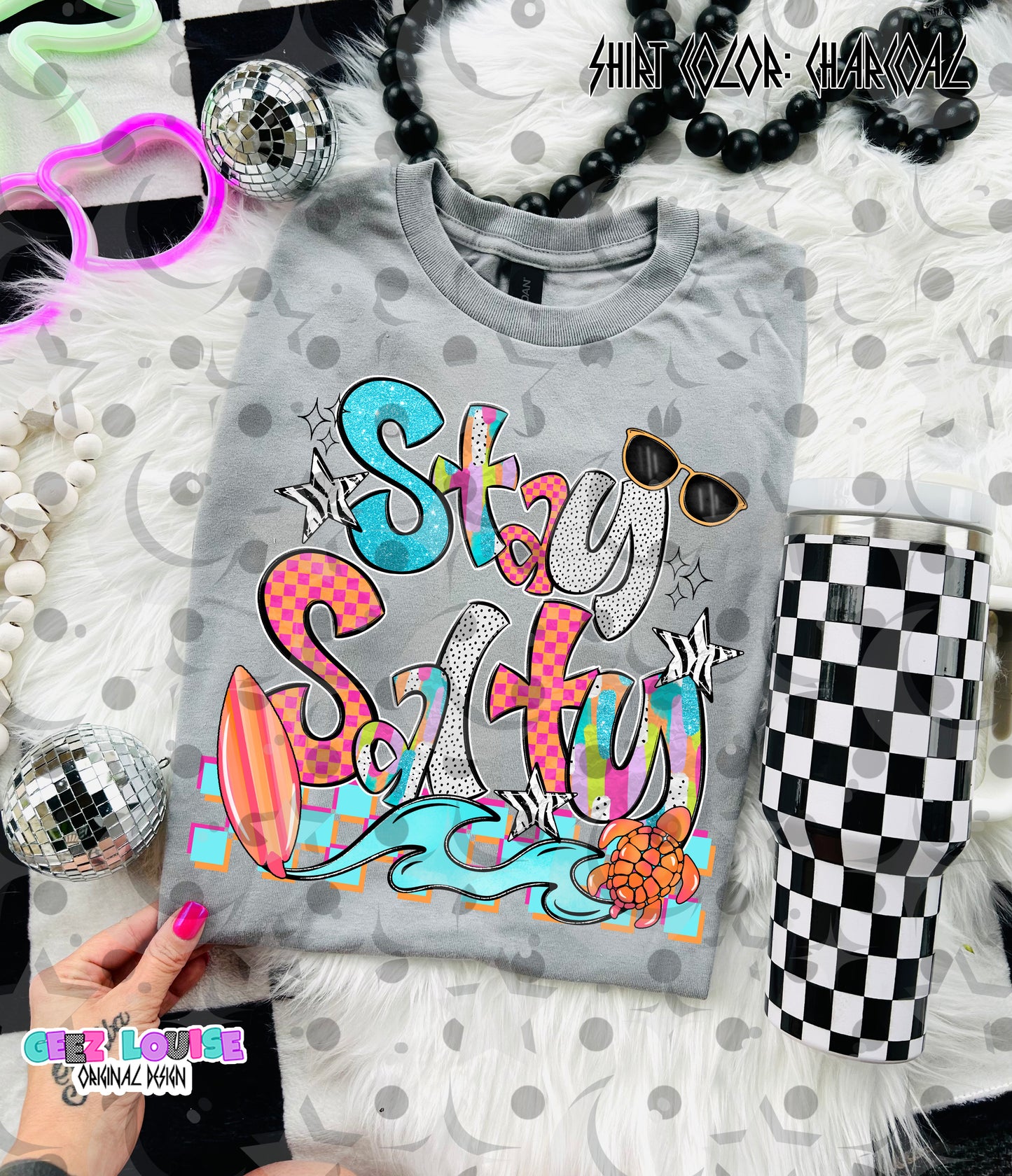 Stay Salty PNG | Retro Beach Summer Design | Surf, Waves & Coastal Sublimation PNG