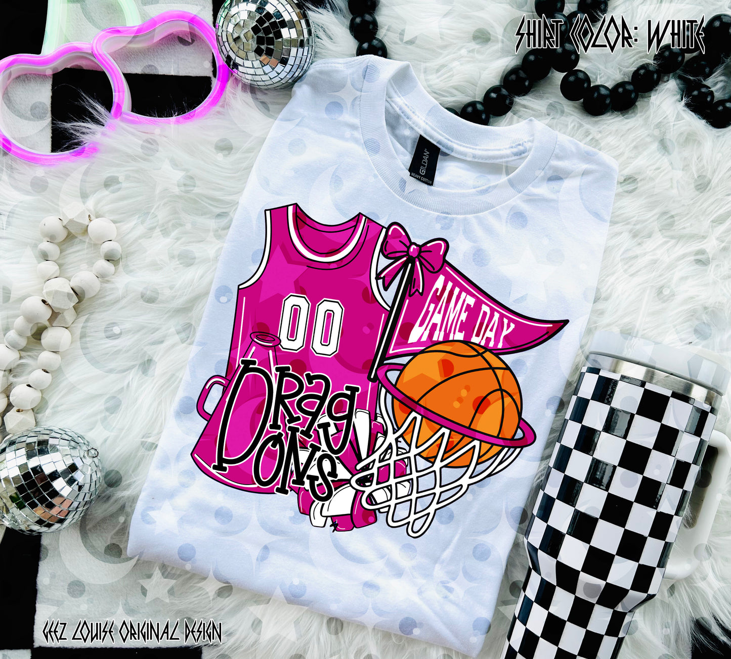 Basketball Game Day Digital Design | Custom Team Spirit PNGs (100+ Teams) - Dark Pink