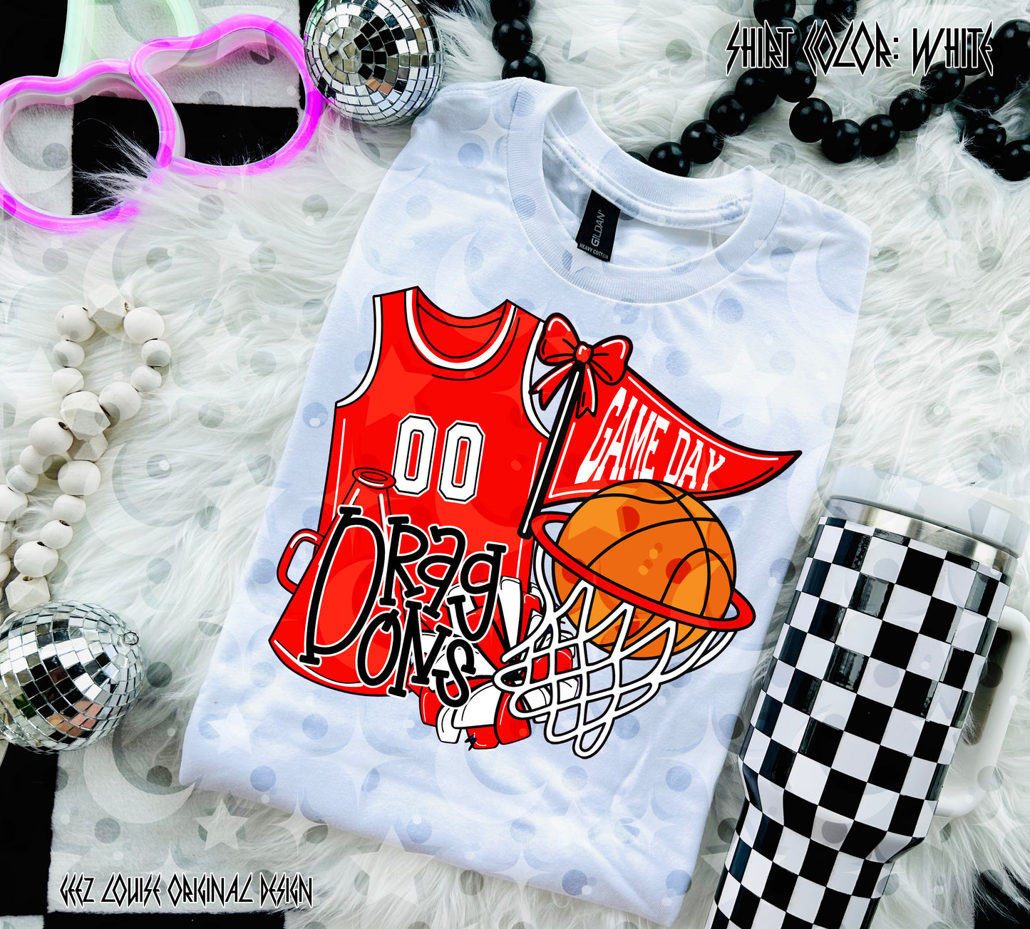 Basketball Game Day Digital Design | Custom Team Spirit PNGs (100+ Teams) - Red