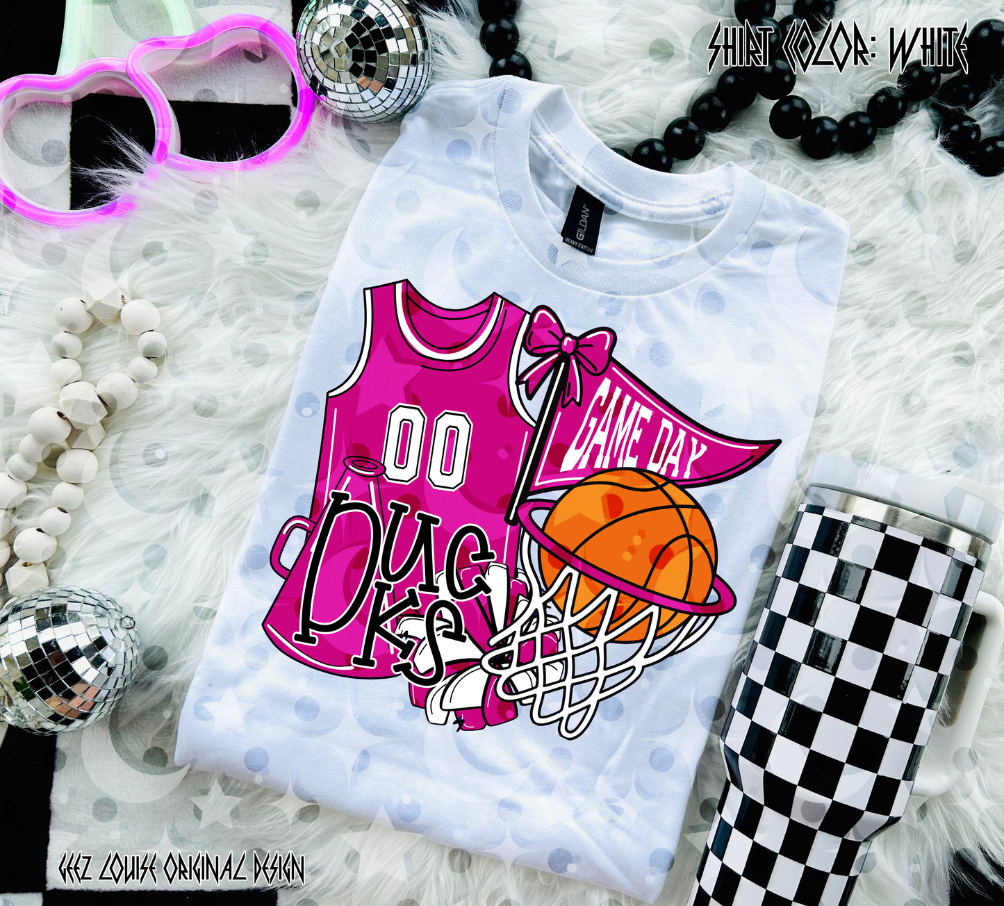 Basketball Game Day Digital Design | Custom Team Spirit PNGs (100+ Teams) - Dark Pink