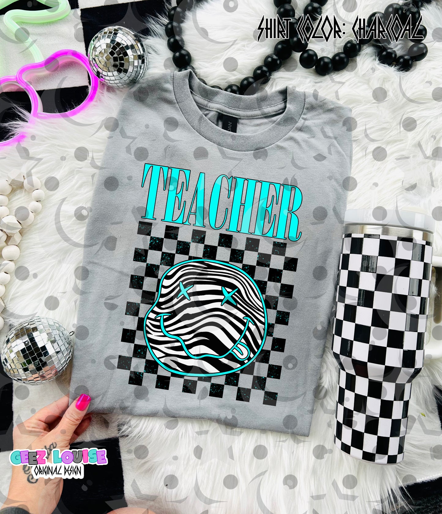 Grunge Revival School & Staff PNG Bundle | Grades Pre-K–Senior + Teacher, Nurse, Bus Driver & More | Retro Checkered Smiley Design