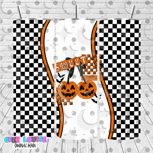 Sweet But Spooky 20oz Tumbler Wrap PNG | Halloween Pumpkin Cherry Skinny Tumbler Sublimation Design | Digital Download