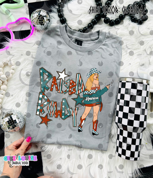 Raised Rowdy PNG | Patriotic Cowgirl Retro Stars Western Shirt Design | Limited Time Digital Download