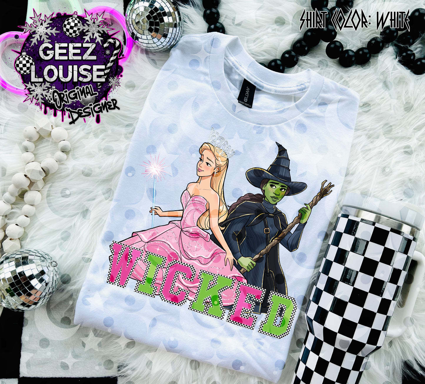 Wicked Characters Digital Design – Pink & Green Checkered Retro PNG