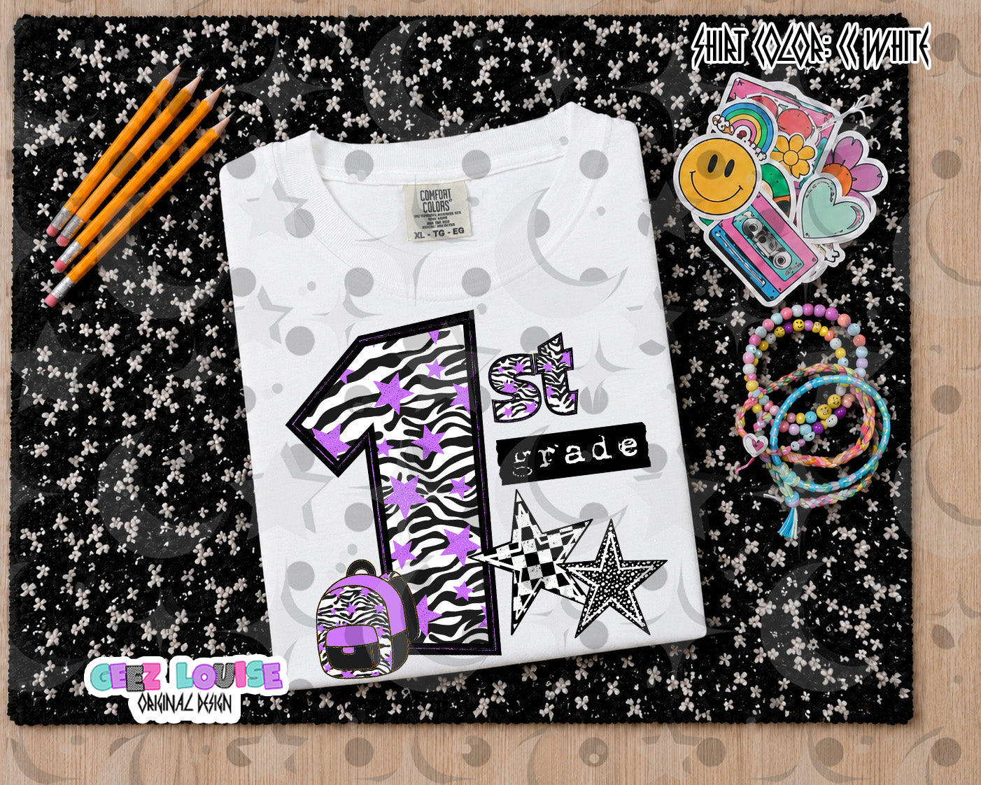 Retro Zebra purple School Grade PNG Bundle | Pre-K through 5th Grade Digital Design
