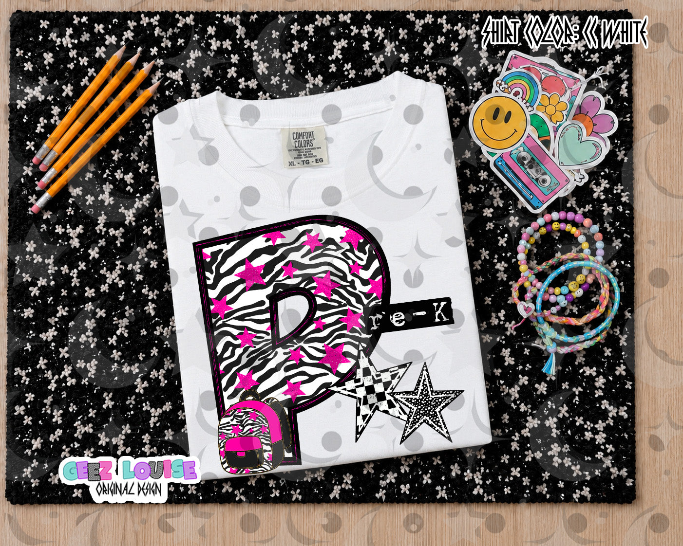 Retro Zebra pink School Grade PNG Bundle | Pre-K through 5th Grade Digital Design