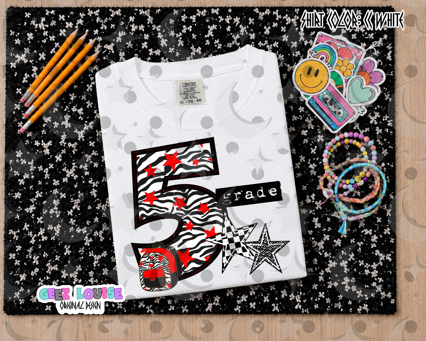 Retro Zebra red School Grade PNG Bundle | Pre-K through 5th Grade Digital Design