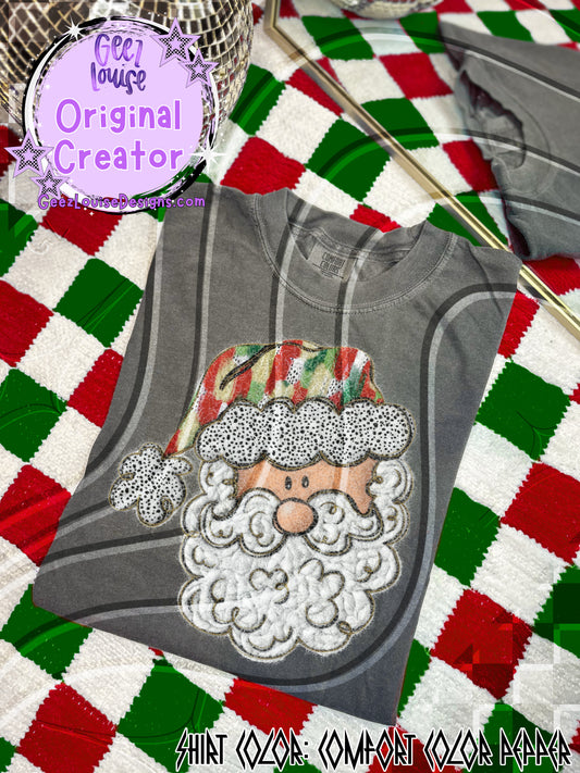 Whimsical Santa Yarn Texture Digital Design