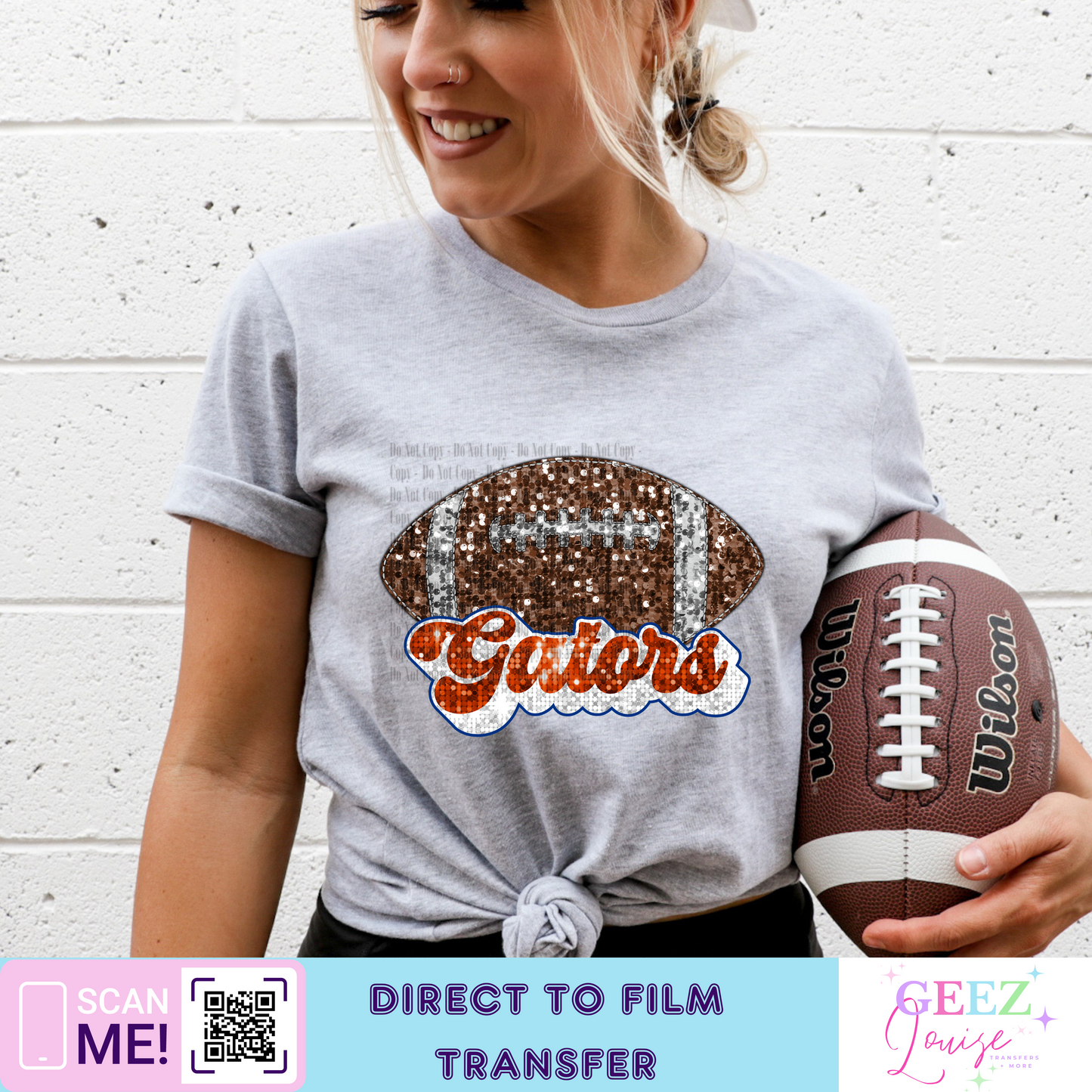 Gators faux embroidery sequin- Direct to Film Transfer - made to order