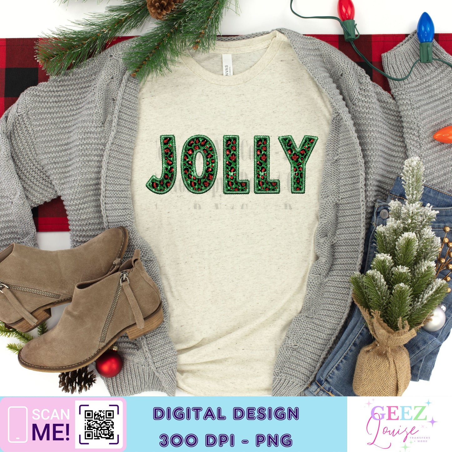 Merry Christmas leopard faux sequin - Digital Download- PNG